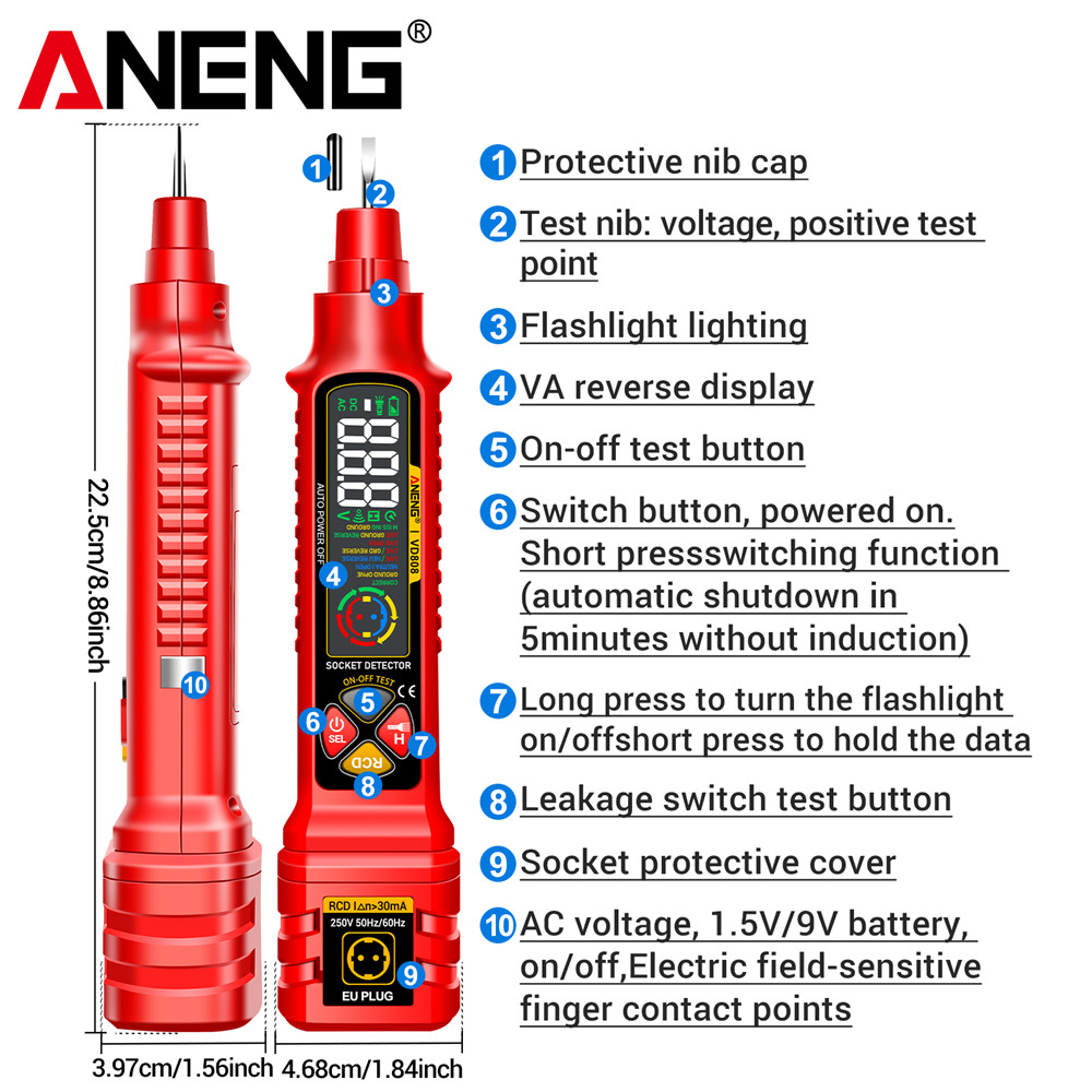ANENG VD808 Socket Power Teste - Power Tools Voltage ulasan dan harga