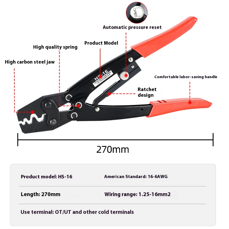 HS-16 Crimper Plier Ratcheting - Power Tools Japan ulasan dan harga